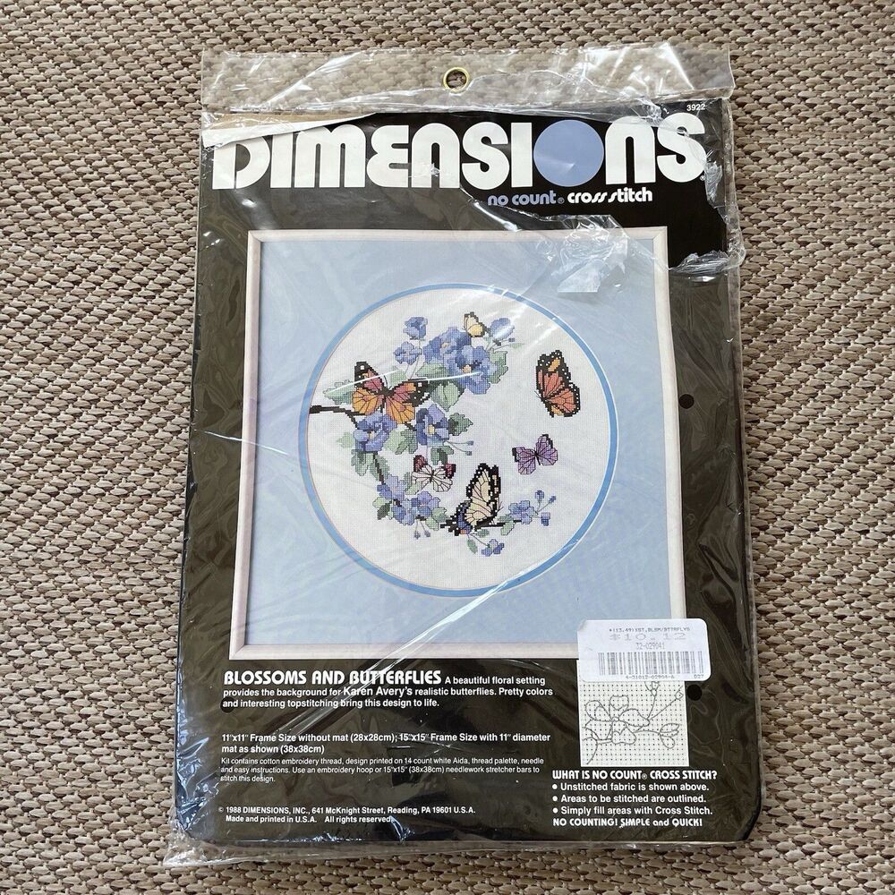 Dimensions Blossoms and Butterflies No Count Cross Stitch Kit‎ New Open Package
